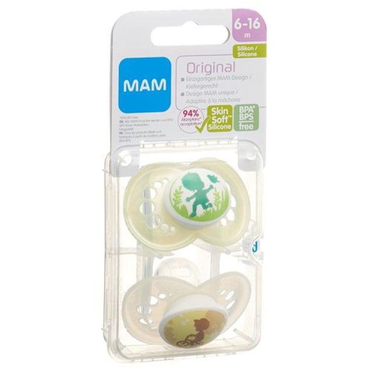 MAM Original Nuggi Silicone 6-16 Months Girl 2 τεμ