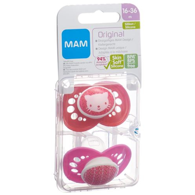 MAM ორიგინალი Nuggi Silicone 16-36 თვის გოგონა 2 ც