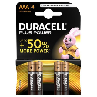 Batterie Duracell Plus Power MN2400 AAA 1.5V 4 pièces