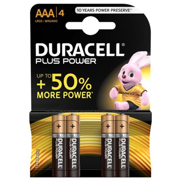 Duracell बैटरी प्लस पावर MN2400 AAA 1.5V 4 पीस