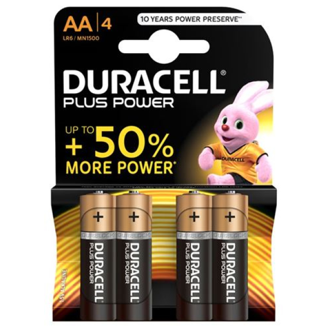 Duracell Battery Plus Power MN1500 AA 1.5V 4 шт