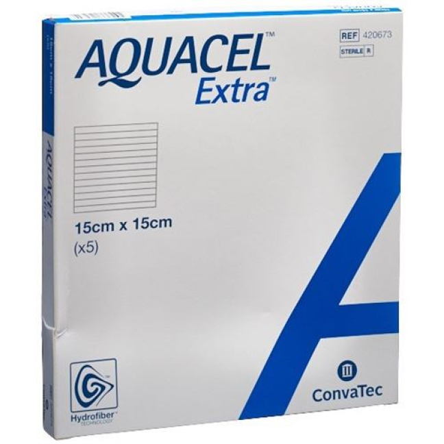 AQUACEL Hydrofiber Bandage Extra 15x15cm 5 pcs