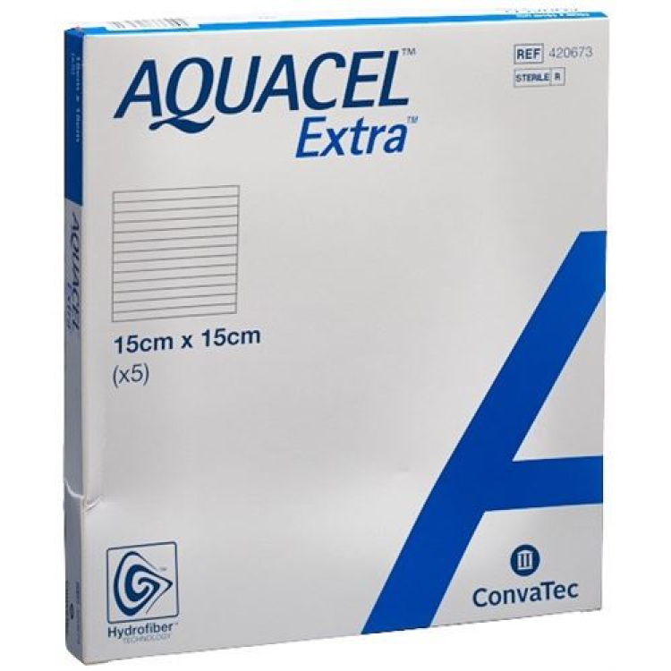 AQUACEL Pansement hydrofibre Extra 15x15cm 5 pcs