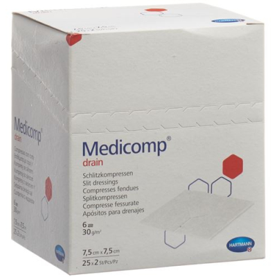 Medicomp dræn 7,5x7,5 steril 25 bataljon 2 stk