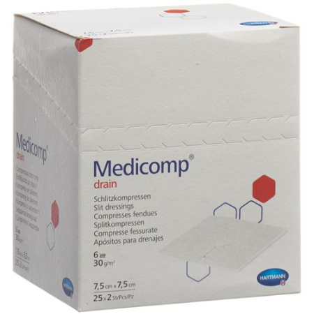 Medicomp drain 7,5x7,5 steril 25 Bataljon 2 st