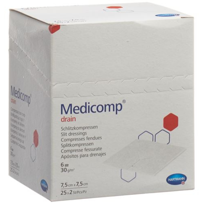 Medicomp ドレン 7.5x7.5 無菌 25 大隊 2 個