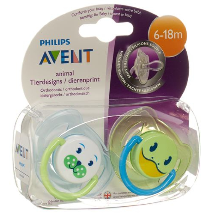 Avent Philips dummy dyr 6-18 måneder 2 stk