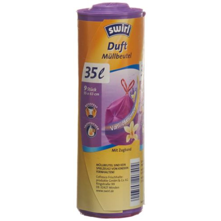 Swirl scented garbage bags lavender-vanilla 35l with drawstring 9 pcs
