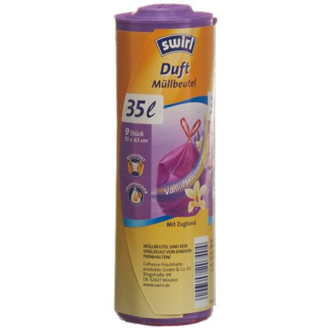 Swirl scented garbage bags lavender-vanilla 35l with drawstring 9 pcs