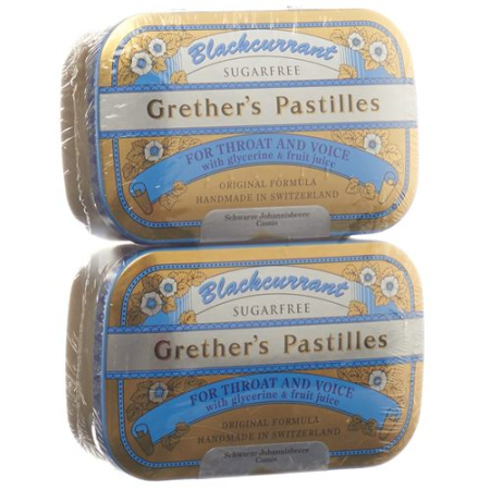 Grethers Pastilles Cassis sans sucre 2 pots 110 g