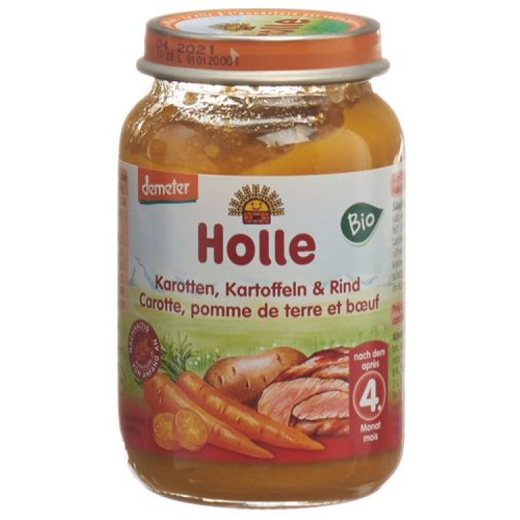 Holle wortelen aardappelen rundvlees demeter bio 190 g