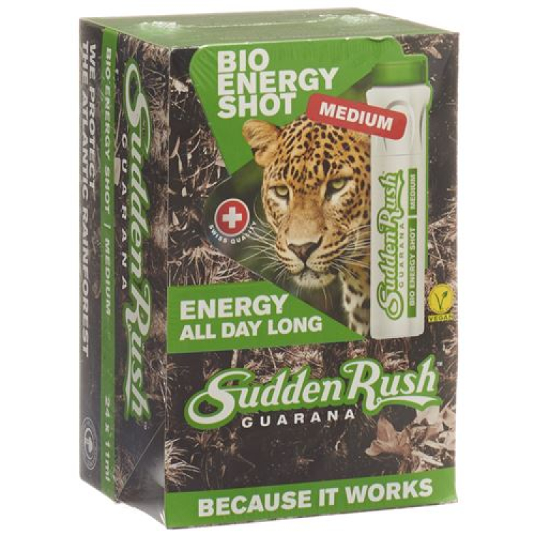 SuddenRush Guarana 1000mg/100ml Caffeine hữu cơ Hiển thị 24 x 11ml