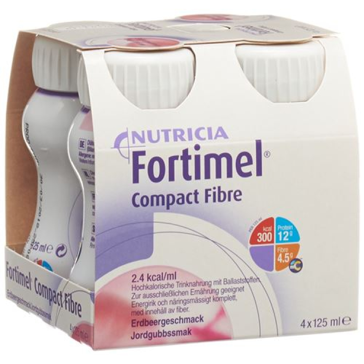 Fortimel Compact Fiber mansikka 4 Fl 125 ml