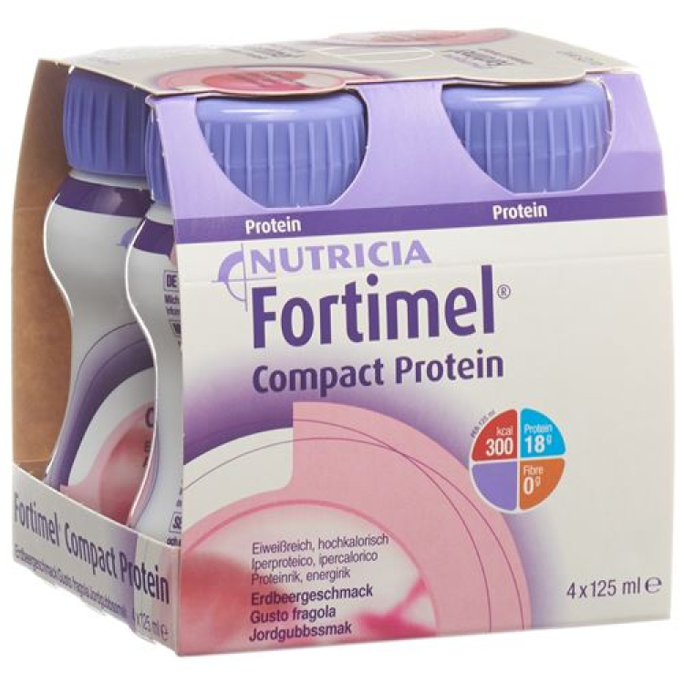 Fortimel Compact Protein Aardbei 4 Flessen 125 ml