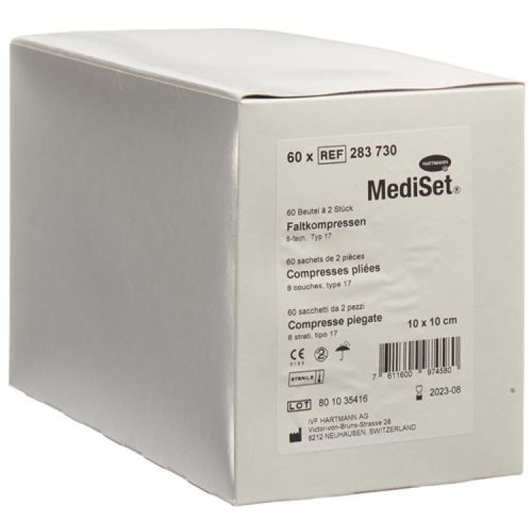 Mediset IVF kokkupandavad kompressid tüüp 17 10x10cm 8 steriilsed 60x2 p