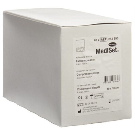 Mediset IVF Faltkompressen түрі 24 10x10cm 8 қатпарлы стерильді 40 x 3 дана