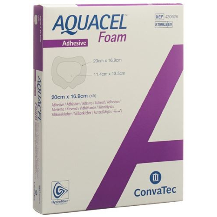 AQUACEL Köpük yapışdırıcı köpük sarğı 20x16.9sm sakral 5 ədəd