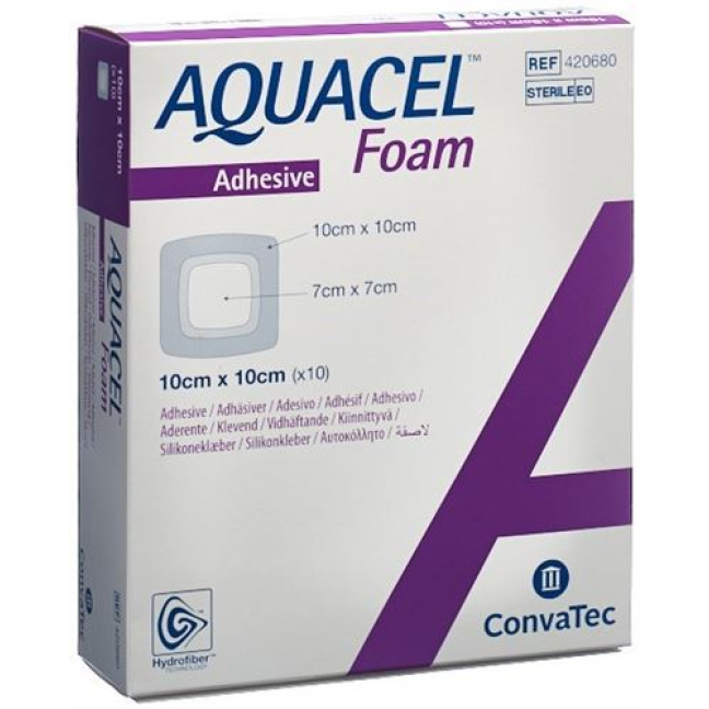 AQUACEL Foam Adhesive Foam Dressing 10x10cm 10 pcs