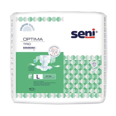 רפידות בריחת שתן של Seni Optima Trio L 3 עם רצועת מותניים יניקה נושמת 10 יחידות