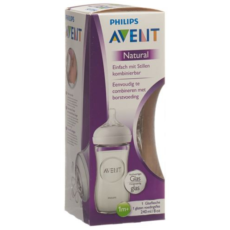 Garrafa natural Avent Philips 240ml vidro