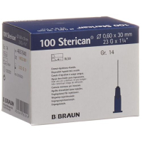 Aguja STERICAN 23G 0,60x30mm azul luer 100 uds