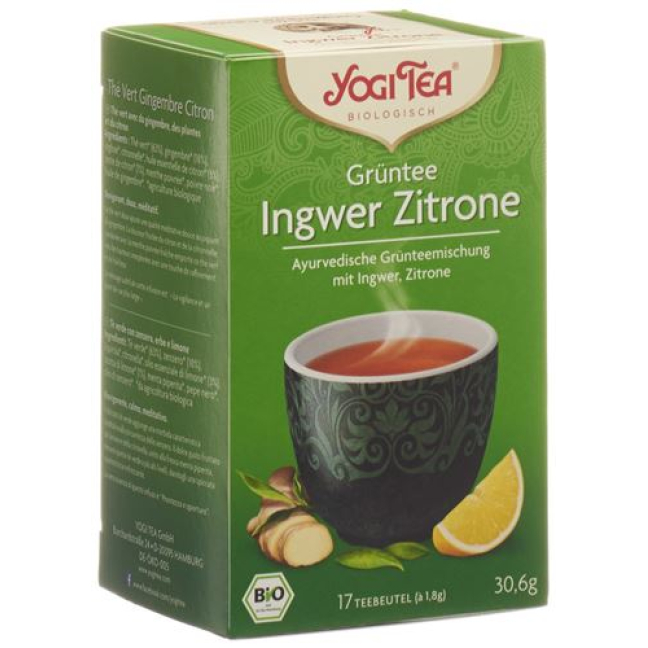 योगी चाय हरी चाय अदरक नींबू 17 बीटीएल 1.8 ग्राम