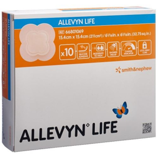 Pansement en mousse de silicone Allevyn Life 15,4x15,4cm 10 pièces