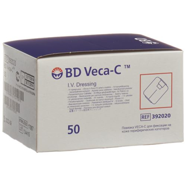 Vendaje de fijación de catéter BD Veca-C ventana de visualización 50 uds.