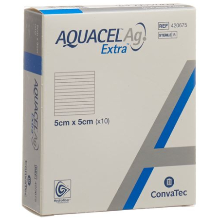 Гидрофибровая повязка AQUACEL Ag Extra 5x5см 10 шт.