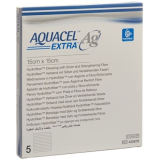 AQUACEL Ag Extra Hydrofiber Bandage 15 × 15 سم 5 قطع