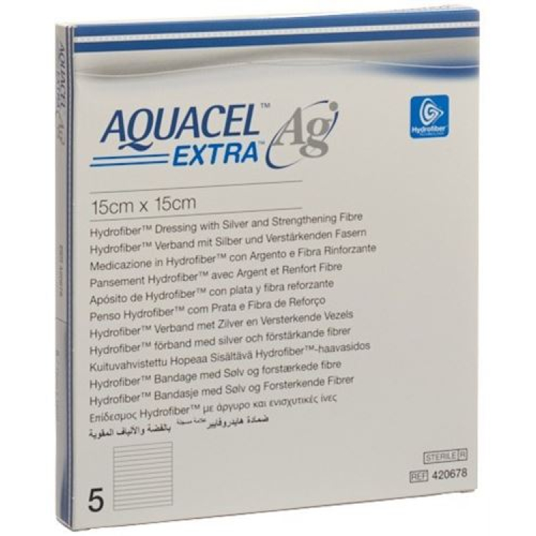 AQUACEL Ag Extra Hydrofiberbandage 15x15cm 5 st