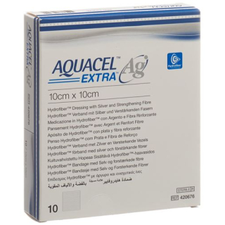AQUACEL Ag Extra Hydrofiber Bandage 10x10cm 10 kpl