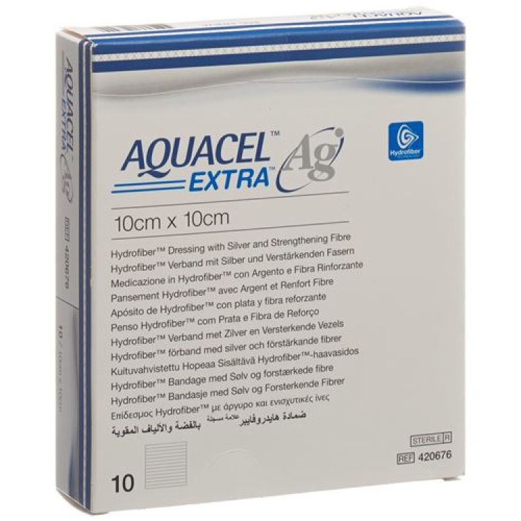 Гидрофибровый бинт AQUACEL Ag Extra 10x10см 10 шт.