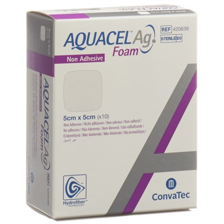 AQUACEL Ag Foam 폼 드레싱 비접착성 5x5cm 10개