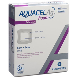 Aquacel ag foam foam bandage adhesive 8x8cm 10 pcs