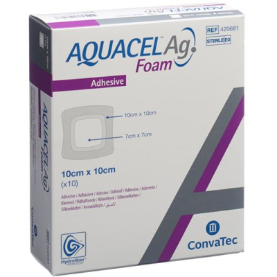 AQUACEL Ag Foam lipnus putplasčio tvarstis 10x10cm 10 vnt