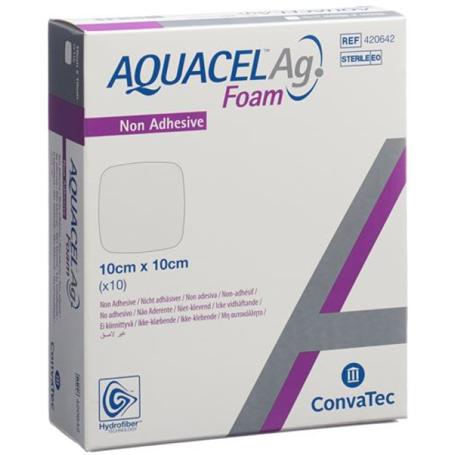 AQUACEL Ag Foam curativo de espuma não adesivo 10x10cm 10 unid.