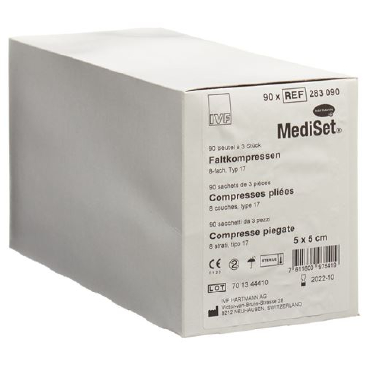 Compresse pieghevoli Mediset IVF tipo 17 5x5cm 8 volte sterili 90 x 3 pz