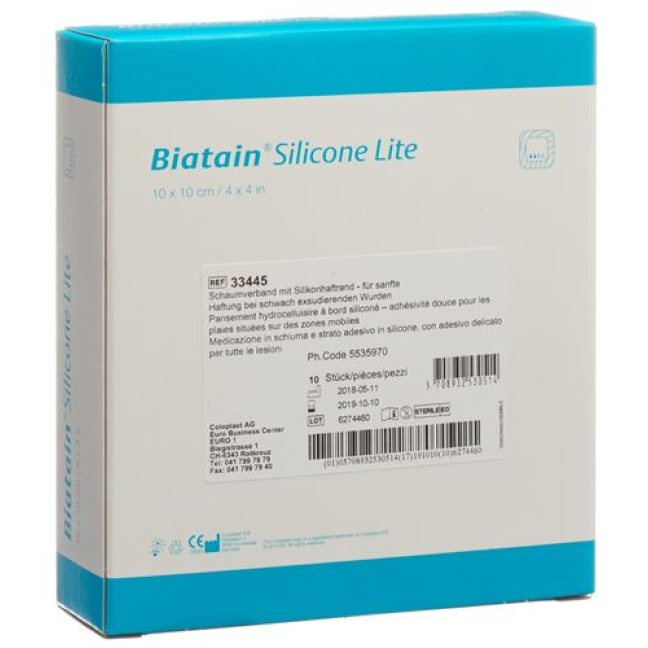 Biatain Silicone Lite превръзка от пяна 10x10cm 10 бр
