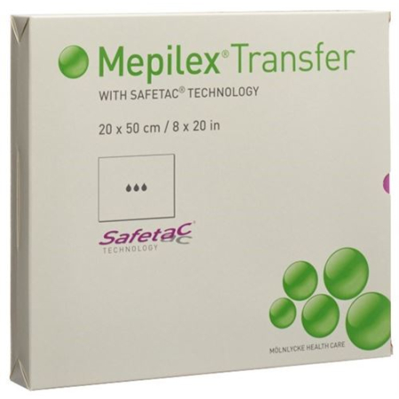 Mepilex Transfer Safetac krytie na rany 20x50cm silikónové 4 ks