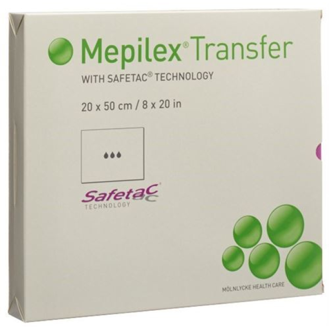 Mepilex Transfer Safetac obloga za rane 20x50cm silikon 4 kom