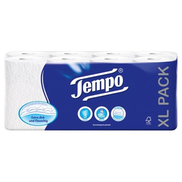 Tempo toiletpapir Klassisk hvid 3-lags 150 ark á 16 stk