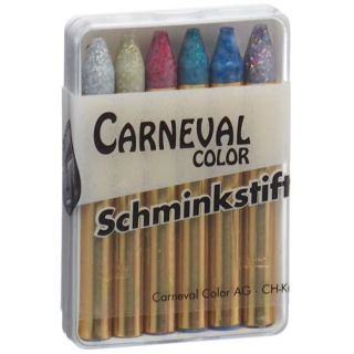 Carneval Color fedt make-up sticks glitrende 6 stk