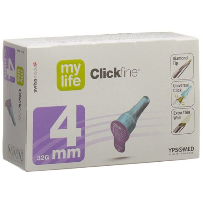 agulhas de caneta mylife Clickfine 4mm 32G 100 unid.