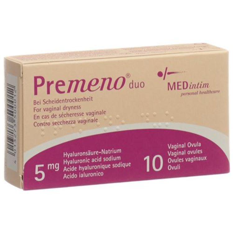 Premeno Duo Vag Supp 5 mg 10 uds