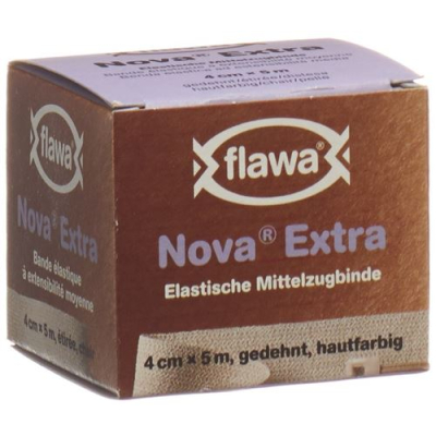 Flawa nova תחבושת מתיחה מרכזית extra 4cmx5m שזוף