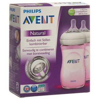Avent Philips natural bottle 2x260ml duo pink