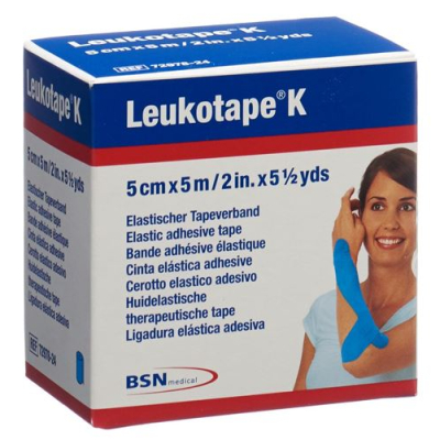 Leukotape K belegningsperm 5mx5cm lyseblå