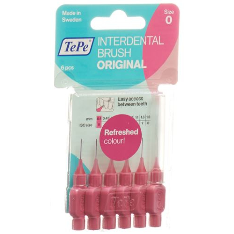 TePe Interdentalbørste 0,4mm rosa Blist 6 stk