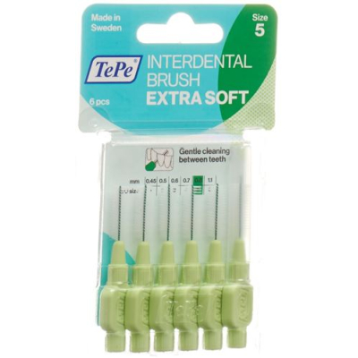 интердентална четка tepe 0.8mm x-soft green blister 6 бр